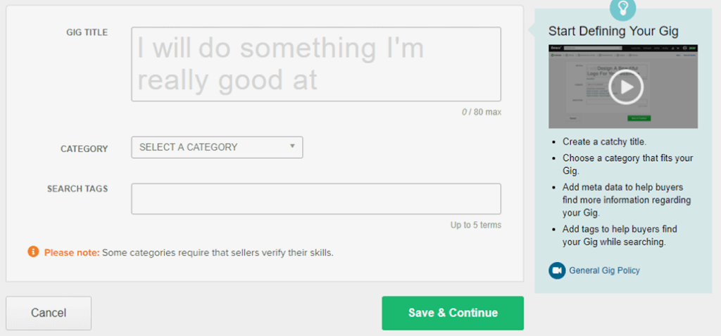 Gig Creation on Fiverr