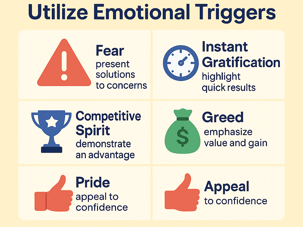 An ad design showcasing psychological triggers like excitement, trust, urgency, and belonging, with social proof elements such as testimonials and expert endorsements to boost performance.