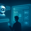 AI chatbot recommending optimized content to a user on a futuristic interface, symbolizing generative engine optimization.