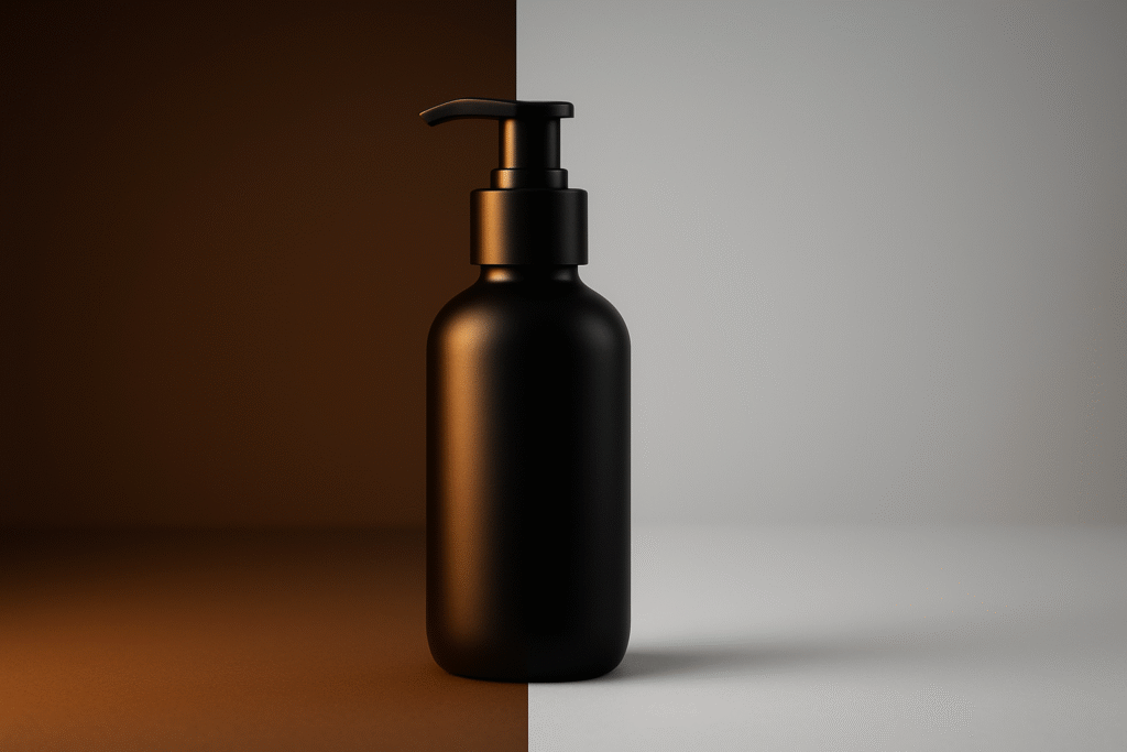 Split-view of a product shown as a realistic 3D render on one side and a professional product photograph on the other.