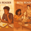 Creative illustration showing the difference between alpha and beta readers.