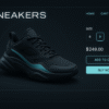 3D animation of a product spinning on an online store page.