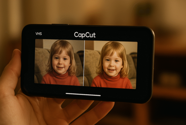 CapCut app restoring an old family VHS video.